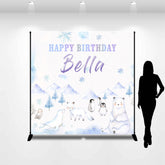 Lofaris Customized Name Winter Animals Birthday Backdrop